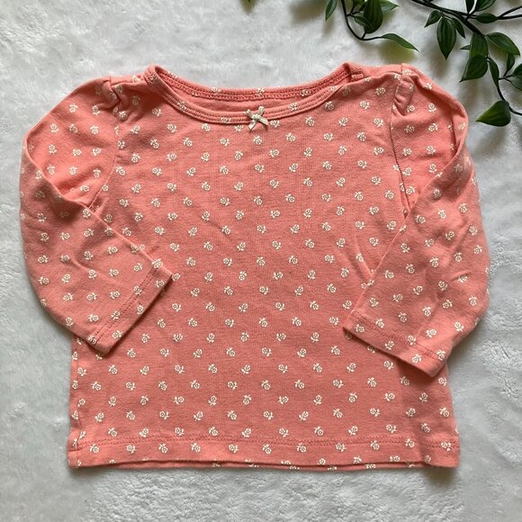 Carter’s Peach Pink Floral Shirt 9M 100% Cotton Infant Baby Girls Top - Picture 1 of 14